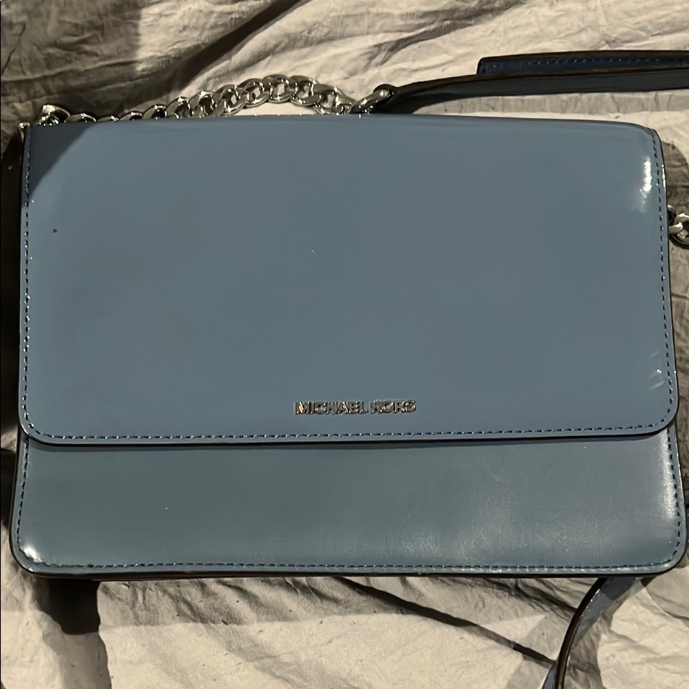 Michael Kors Blue Crossbody Bag with Gold Hardware